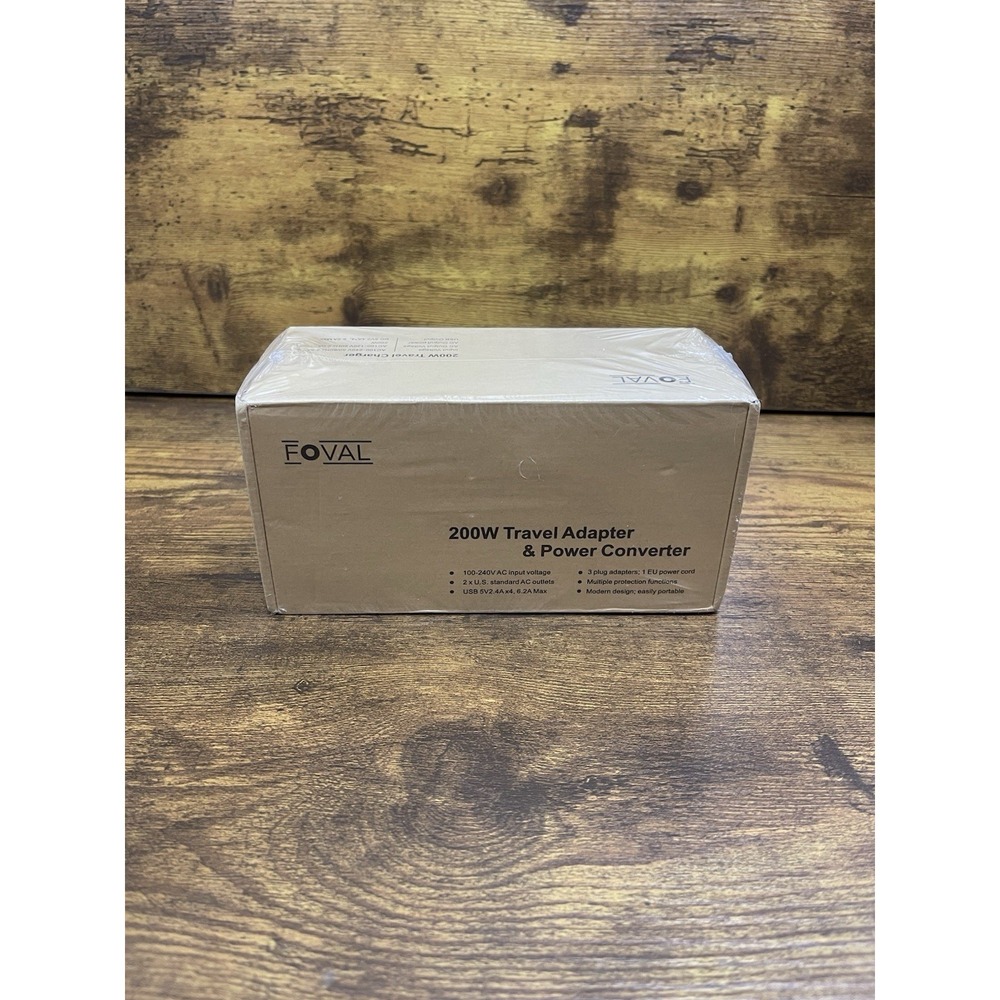 Foval 200W Travel Adapter & Power Converter w/ 4 Plug Adapters & 4 USB Ports NEW